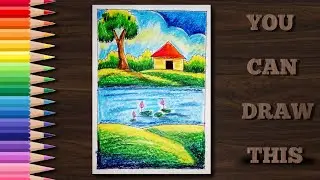 Easy Nature Drawing | Beautiful Village Scenery Drawing with Colour Pencil #drawing #art 