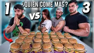 PUEDO COMER MÁS HAMBURGUESAS que 3 PERSONAS en 2 MINUTOS? 🍔 *SI PIERDO LE DOY EL MERCEDES*