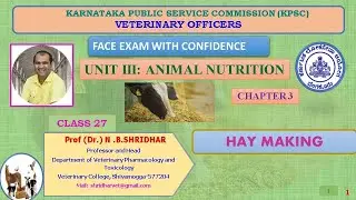 CLASS 27 HAY MAKING FOR ANIMAL FEEDING  BY DR N B SHRIDHAR