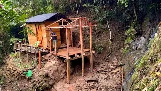 Start Building a Beautiful Kitchen on Top of a Stunning Waterfall Alone in the Wild Episode 12
