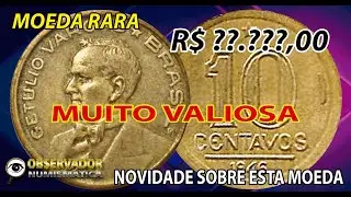 VALORES ATUALIZADOS. MOEDA RARA DE 10 CENTAVOS GET&Uacute;LIO VARGAS COM SIGLA OM NO ANVERSO