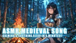ASMR Medieval Ambience for Deep Sleep | Forest, FIre Crackling, Soft Wind & Cold Night