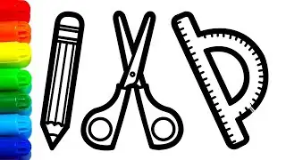 How To Draw Pencil, Scissor, D Drawing Easy Math Geometry Items Drawing | Pencil Drawing For Kids
