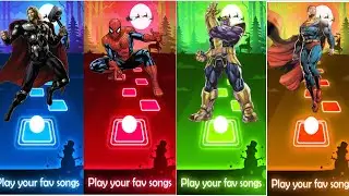 Superheroes Tiles Hop Challenge ⚡ Thor Thanos Spider-Man Superman
