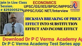 HICKSIAN BREAKING OF PRICE EFFECT INTO SUBSTITUTION EFFECT AND INCOME EFFECT