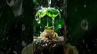So Cute! 🐸 Tiny Frog Uses Leaf as Umbrella #Shorts #Nature