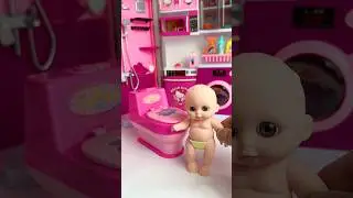Satisfying Unboxing Barbie Doll & Pink Restroom Playset #toys #asmr #barbie #shorts
