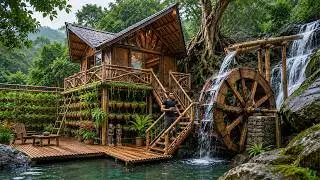 Start to Finish: I Built a Luxury Wooden House in the Wilderness | Water Wheel & Hanging Gardens