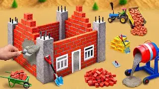 Lightning Destroys Wooden House ⚡ DIY Mini Tractor Builds a Storm Resistant Brick & Cement House