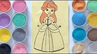 Colored Sand Painting a Beautiful Princess for Kids and Toddler