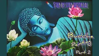 Lord Sleeping buddha acrylic painting on canvas🖌️ How to paint buddha tutorial