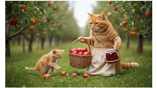 Cat & The Fallen Basket of ApplesCat&rsquo;s Apple Spill Surprise Cat & The Rolling Red Apples,Cat&rsquo;sApples