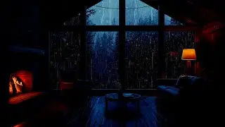 Cozy Room Ambience on Rainy Night | Gentle Rain on Window & Fireplace Sounds to Sleep