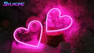 SYLHOME 2 Pack Heart Pink Led Neon Light Sign
