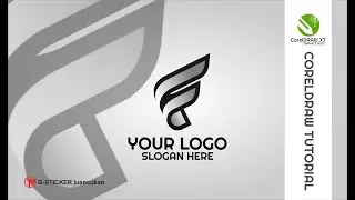 how to draw an abstract F letter logo in coreldraw with the G-STICKER juancukan