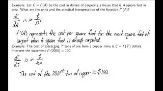 Business Calculus - Interpreting Derivatives