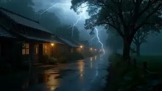 Peaceful Rain Cabin by the Lakeside Forest🌧️🌲Raindrops & Thunder | Ideal Ambience for Sleep & Relax
