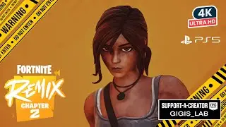 FORTNITE Chapter 2 REMIX LARA CROFT Skin Showcase PS5 Gameplay Review 4K HDR