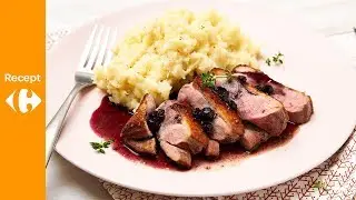 Eend met bosbessensaus en knolselderpuree