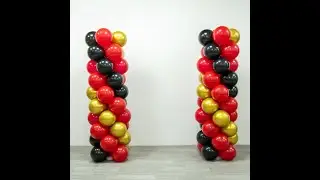 Balloon Column Kit &mdash; Blue and White Set of 2 Balloon Columns with Stand Base and Pole Balloon Tower