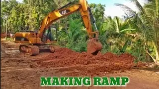 PUSHING SOIL FOR RAMP||CATERPILLAR EXCAVATOR 320D