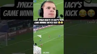 Jynxzi reacts to Lacy&rsquo;s game winning bicycle kick 😂😭 #funny #streamer #shortsfeed #jynxzi