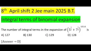 Число целых членов в разложении (5^(1/2)+7^(1/8))^1016 равноA) 127 B) 130 C) 129