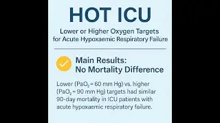 #idccm #icu #isccm HOT ICU : Lower or Higher Oxygen Targets for Acute Hypoxaemic Respiratory Failure