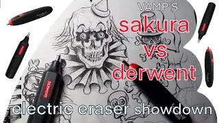 Vamp's SAKURA Electric Eraser VS Derwent Battery Operated Comparison Review - Coloring Book Pages