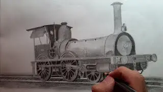 Drawing a Steam locomotive! Pencil Sketching of the Classic Vintage Steam powered locomotive