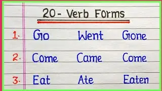20 verbs in english || verb words in english || 20 example of verbs || V1 V2 V3 form 