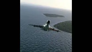 The Boeing 747 emits smoke while flying