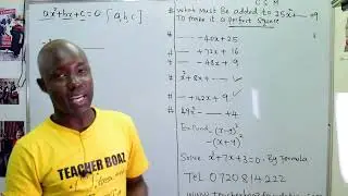 QUADRATIC EQUATIONS AND PERFECT SQUARES - TEACHER BOAZ