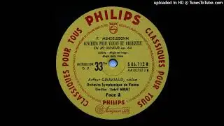 Arthur Grumiaux, Rudolf Moralt -  Concerto Pour Violon Et Orchestre En Mi Mineur, Op 64 (Face 2)(195