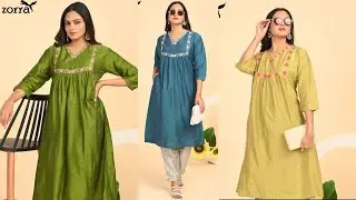 🎉🎊Raw Silk Aline Embroidery Kurti 🎉🎊 M,L, XL, XXL, 3XL