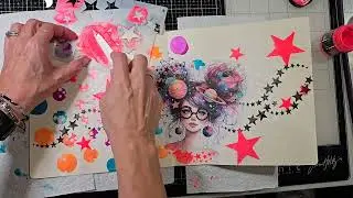 Page de Art Journal avec les Lunar Paste Neon