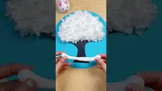 You can make a beautiful snow scene painting with clay and tissue paper.  #diy  #craft #handmade