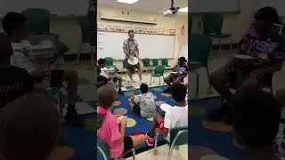 Drum circle at school. Rhythm repeat exercise