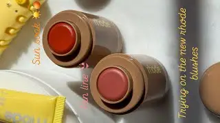 Trying on the new rhode summer blush duo - SUN SOAK + TAN LINE 