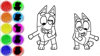 Draw and color Bluey characters Bluey and Bingo Dancing | Bluey colouring compilation 