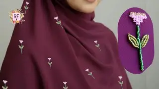Simple beads embroidery on hijab,beads embroidery, easy beads embroidery
