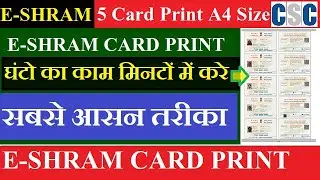E-SHRAM CARD PRINT PROCESS | 5 Card A4 Size Print Process | घंटो का काम मिनटों में करें, CSC e-Shram
