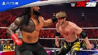 WWE 2K25 &ndash; Roman Reigns vs Logan Paul & Jey Uso | 1v2 Handicap Match [PS5 Pro 4K60]