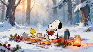 Snoopy Cozy Picnic 🍪 Chill Winter Vibes, Warm Candle & Smooth Jazz | Relax & Read