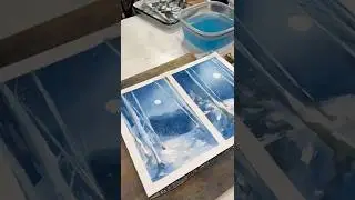 Как нарисовать заснеженный пейзаж при лунном свете акварелью #акварельнаяживопись