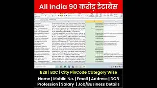 90 Crore pan india database||Pan India database|| Leads