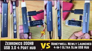 Honeywell vs Zebronics 200HB USB hub 3.0 4-in-1 Ultra Slim USB Hub Detail Comparison- Speed Test.