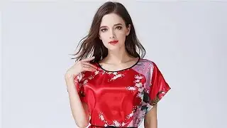 Satin Kimono Bathrobe Women Bride Bridesmaid Dress, Red and Black || PlusMinusco  #Shorts