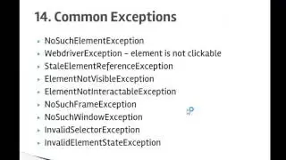 Lecture 14 - Common exceptions in Selenium in C#.Net