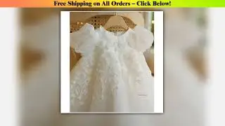 2025 White Dresses BaptismElegant Infant Lace Patchwork Dress for Baby Girls Flower Children Eid